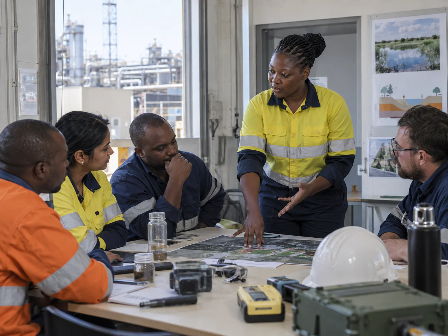 Environmental compliance professionals participating in practical workplace training