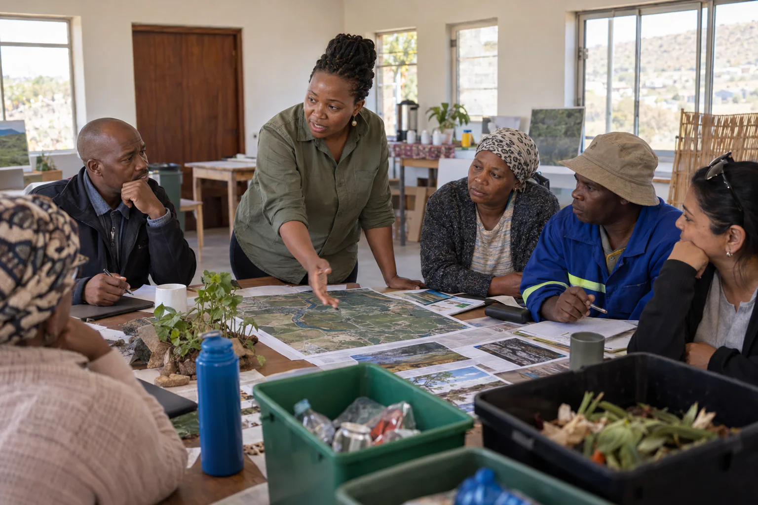 Environmental consultant facilitating a community engagement workshop